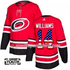 Carolina Hurricanes Justin Williams 14 Adidas 2017-2018 Rood USA Flag Fashion Authentic Shirt - Kinderen